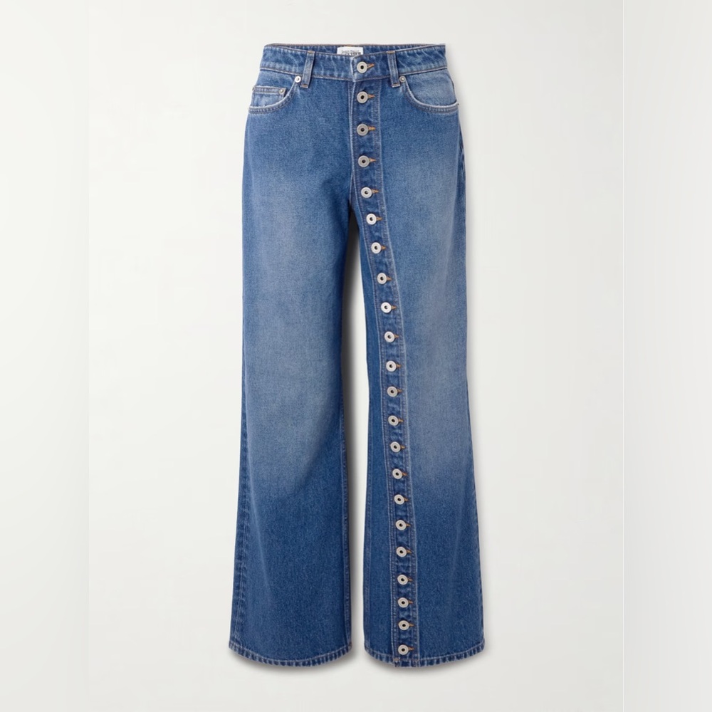 Micas Denim Button High Waist Straight Leg Jeans - Picture 2 of 16
